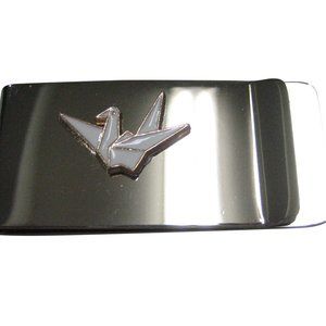 White Toned Origami Crane Bird Money Clip